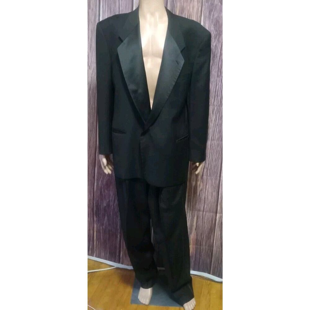 Giorgio Armani Single Breast Dinner Suit Black Tuxedo Italian Size 46L